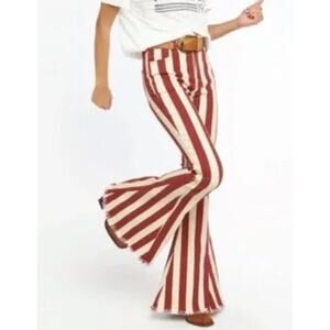 Boutique Off White and Rust Stripe Super Bell Flare Jeans